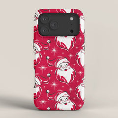 Tis The Season Retro Santa Red White Pattern iPhone Case