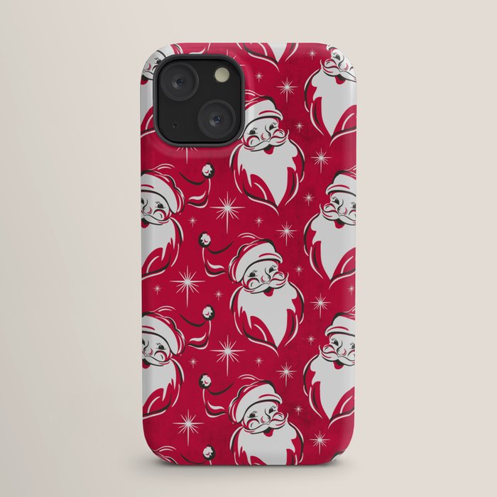 Tis The Season Retro Santa Red White Pattern iPhone Case