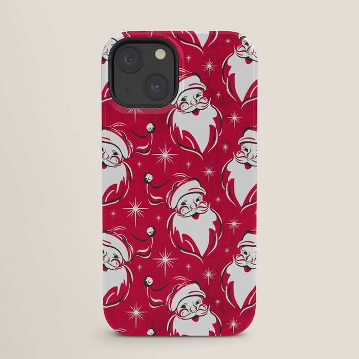 Tis The Season Retro Santa Red White Pattern iPhone Case
