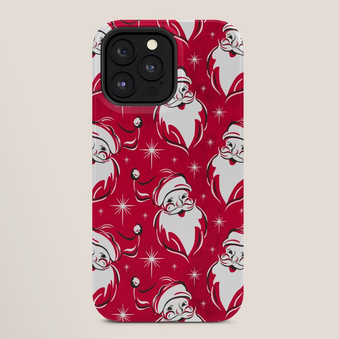 Tis The Season Retro Santa Red White Pattern iPhone Case