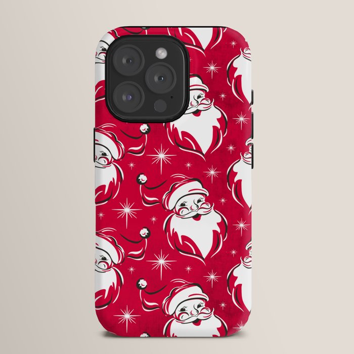 Tis The Season Retro Santa Red White Pattern iPhone Case
