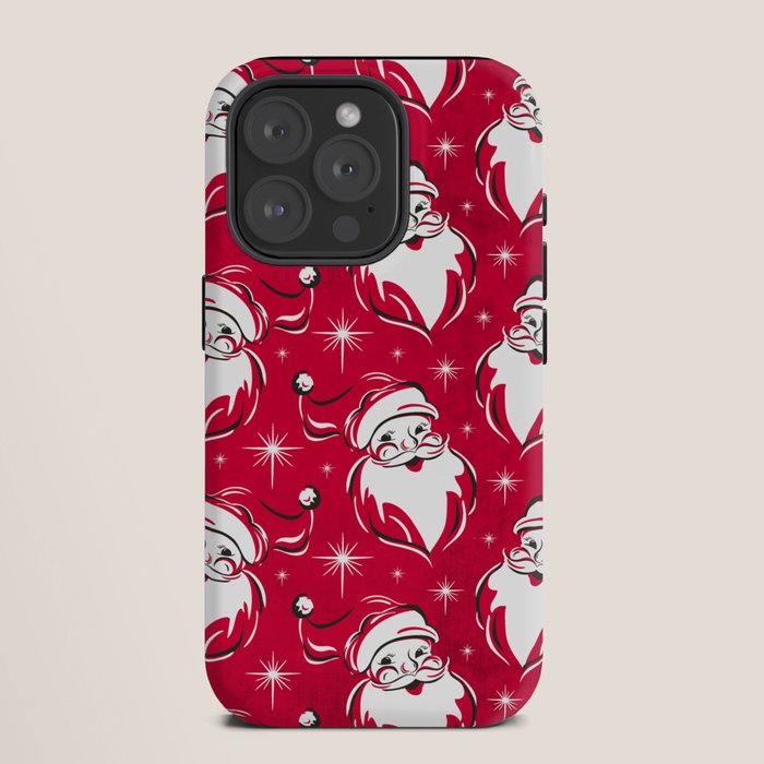 Tis The Season Retro Santa Red White Pattern iPhone Case