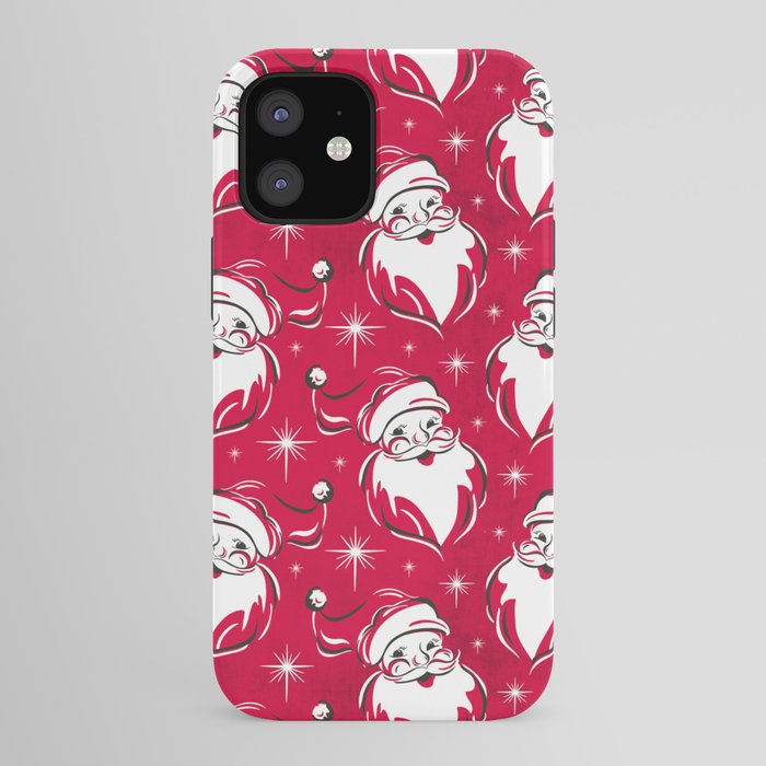 Tis The Season Retro Santa Red White Pattern iPhone Case