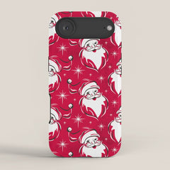 Tis The Season Retro Santa Red White Pattern iPhone Case