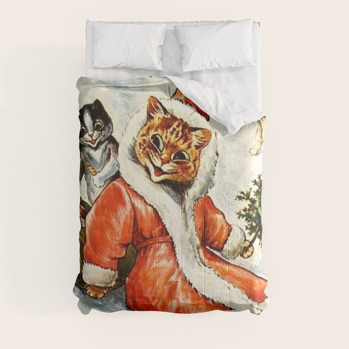 To Wish You A Merry Christmas' by Louis Wain Comforter