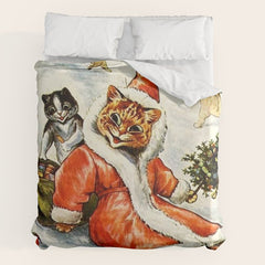 To Wish You A Merry Christmas' by Louis Wain Duvet Cover