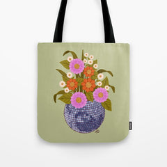 1970s Disco Ball Flower Pot  Tote Bag