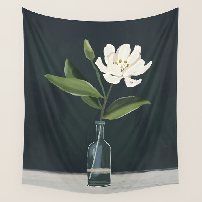 A flower in a vase Wall Tapestry