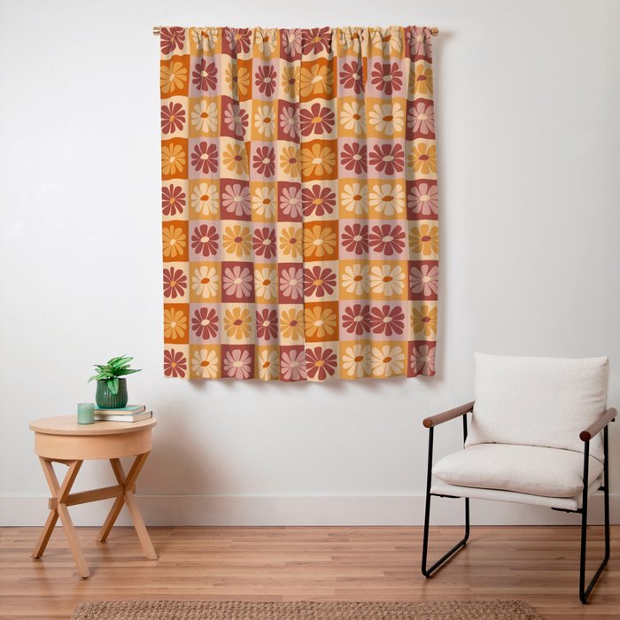 70's Daisy Bloom  Window Curtain