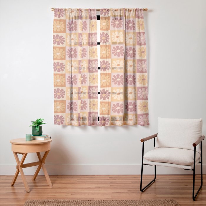70's Daisy Bloom  Window Curtain