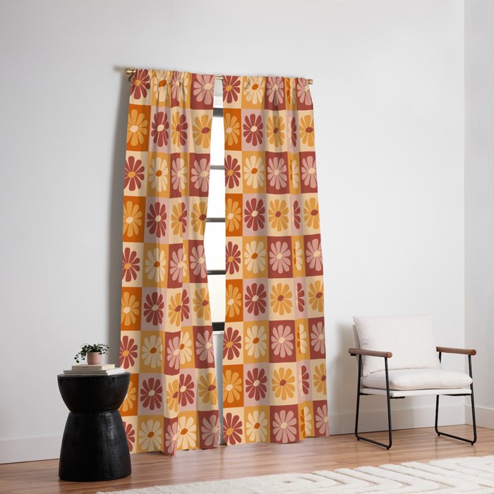 70's Daisy Bloom  Window Curtain