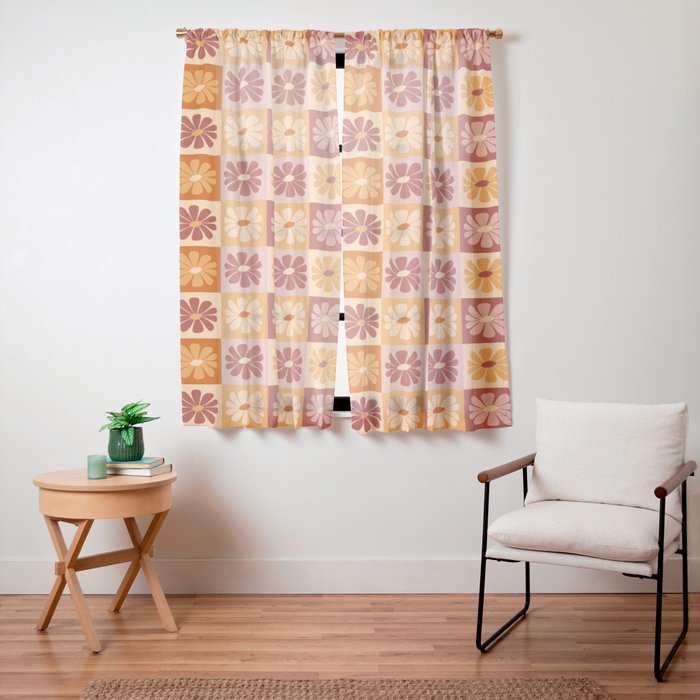 70's Daisy Bloom  Window Curtain
