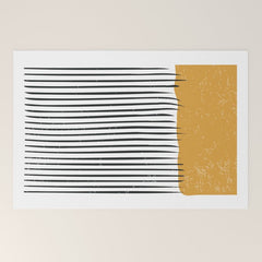 (White Background) Mid Century Modern Minimalist Rothko Inspired Color Field With Lines Geometric Style  Welcome Mat