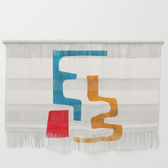 Falling Down' Paper Collage Fun Colorful Shapes Mid Century Minimal Abstract Art by Ejaaz Haniff Wall Hanging