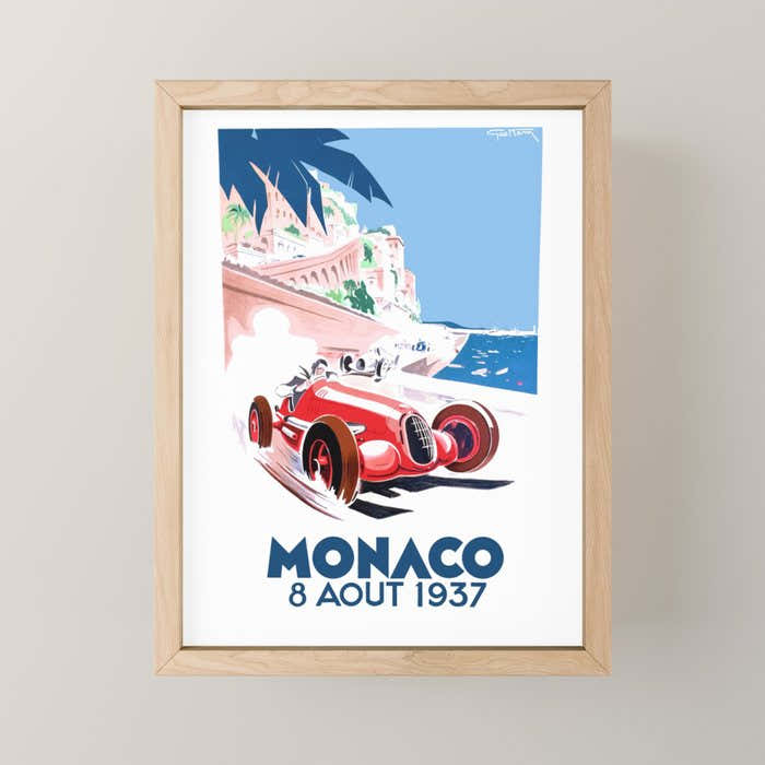1937 MONACO Grand Prix Racing Poster Mini Art Print