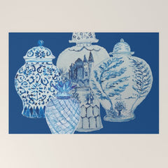 4 Four 4 Blue and White Ginger Jars  Welcome Mat