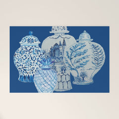 4 Four 4 Blue and White Ginger Jars  Welcome Mat