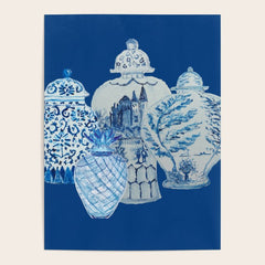 4 Four 4 Blue and White Ginger Jars  Poster