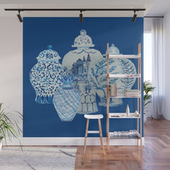 4 Four 4 Blue and White Ginger Jars  Wall Mural