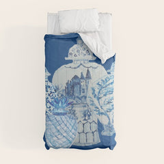 4 Four 4 Blue and White Ginger Jars  Comforter