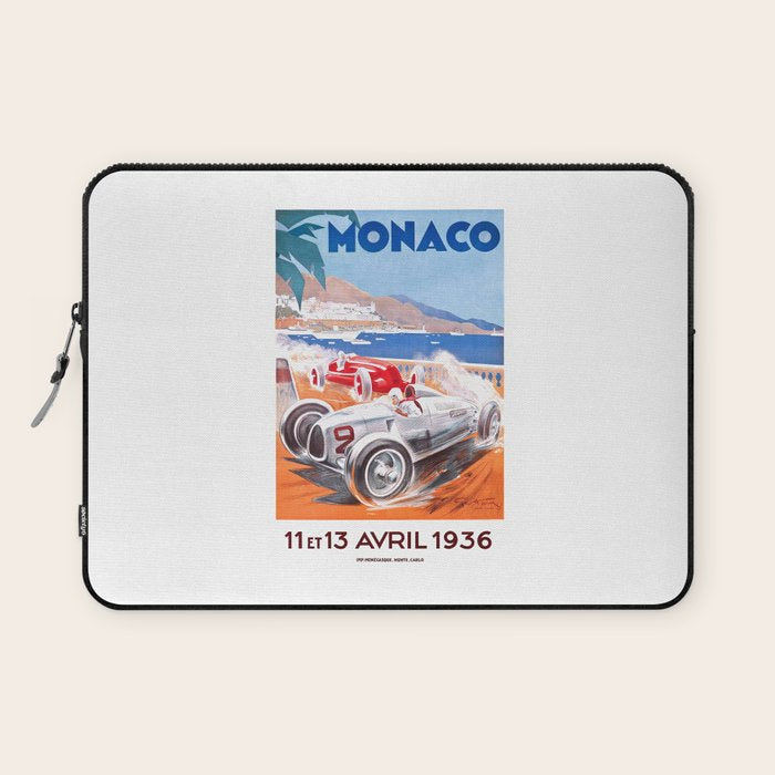 1936 Monaco Grand Prix Race Poster  Laptop Sleeve