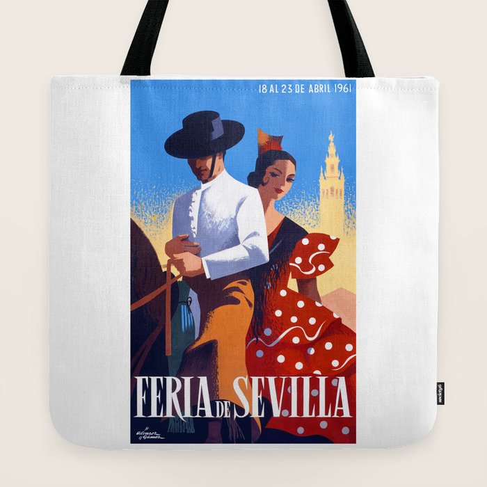 1961 SPAIN Feria De Sevilla Poster Tote Bag