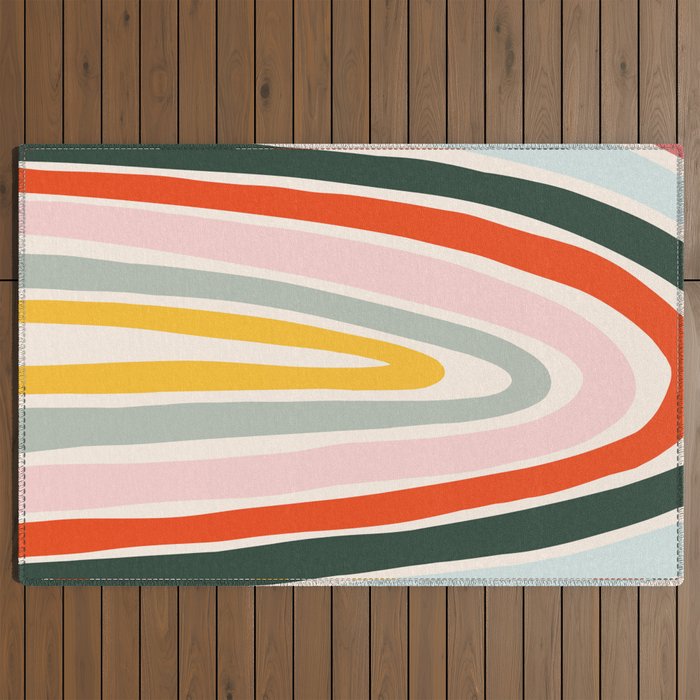 70s Vintage Rainbow Outdoor Rug