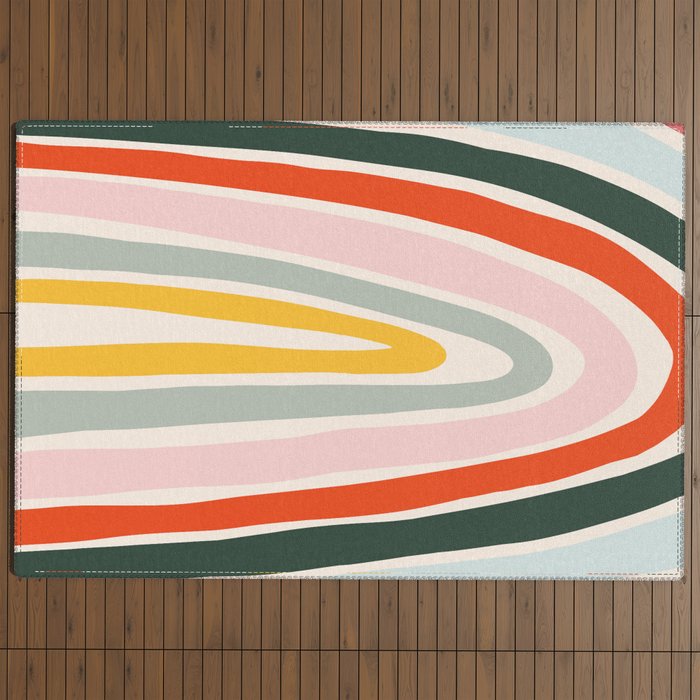 70s Vintage Rainbow Outdoor Rug