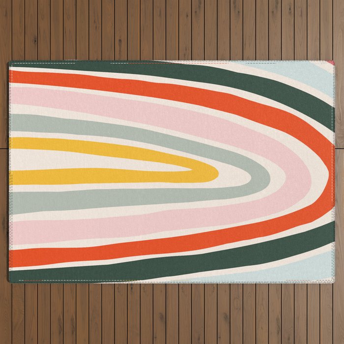 70s Vintage Rainbow Outdoor Rug
