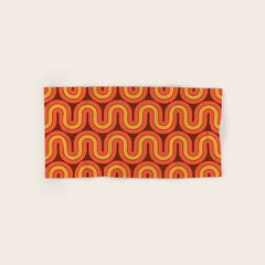 70s Retro Vintage Style Geometric Pattern Autumn Brown Orange and Yellow Bath Towel