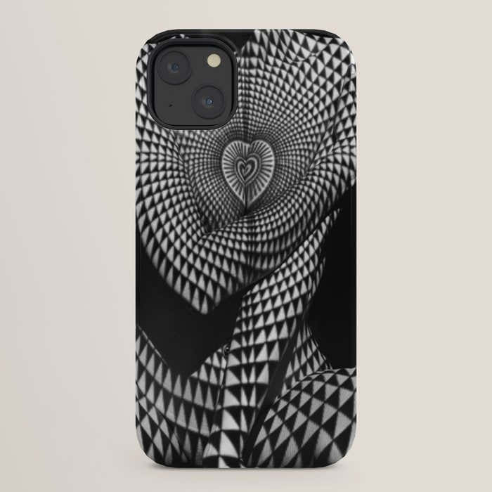 0622-JAL Heart Shape Pattern on Breasts and Nude Body Abstracted by Optical Patten iPhone Case