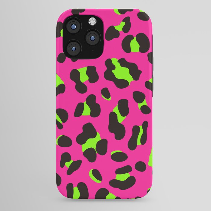 80s Neon Pink and Lime Green Leopard iPhone Case