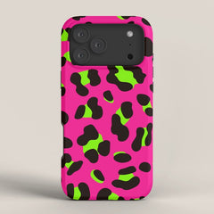 80s Neon Pink and Lime Green Leopard iPhone Case