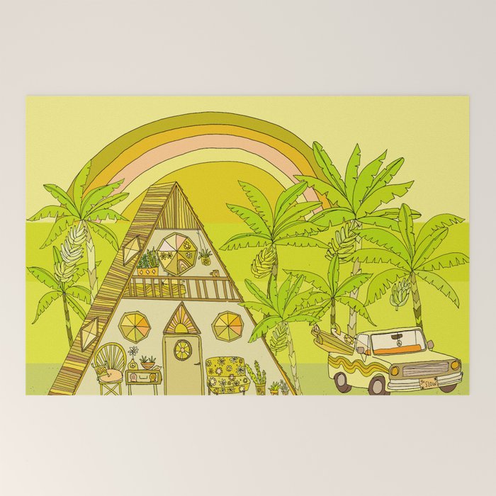 a frame simple living // banana pancakes // retro surf art by surfy birdy Welcome Mat