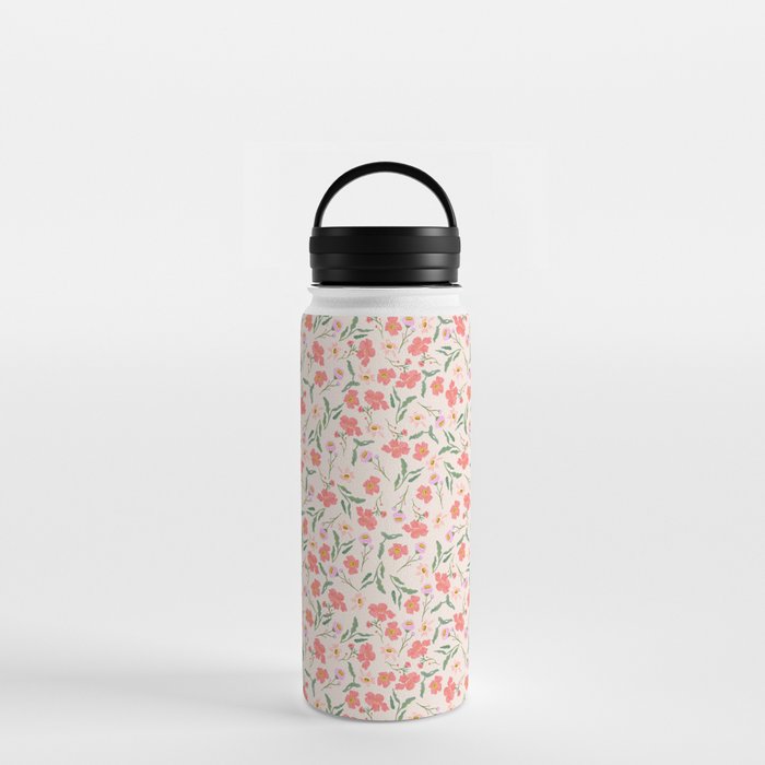 A breath of fresh air - A seamless floral pattern in pinks and reds Water Bottle