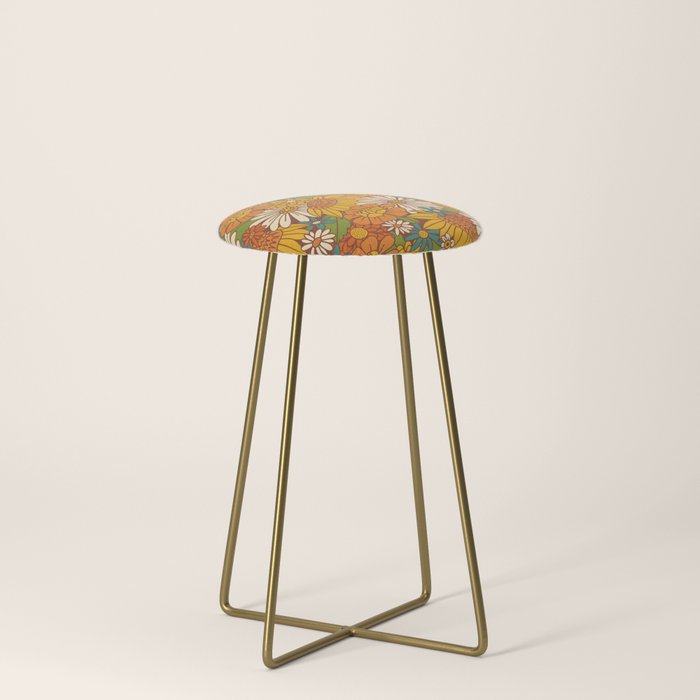 70s Retro Floral Stool