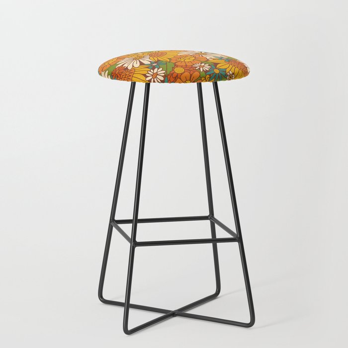 70s Retro Floral Stool