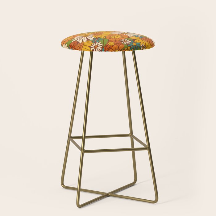 70s Retro Floral Stool