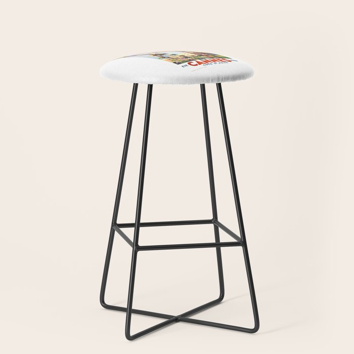 1938 France Cannes Cote D'Azur Travel Poster Stool