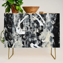 003: a vibrant abstract design in black and white by Alyssa Hamilton Art  Credenza