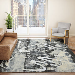 003: a vibrant abstract design in black and white by Alyssa Hamilton Art  Rug
