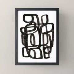 Writing On The Wall' Mid Century Modern Fun Abstract Shapes  Mini Art Print