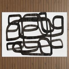 Writing On The Wall' Mid Century Modern Fun Abstract Shapes  Outdoor Rug