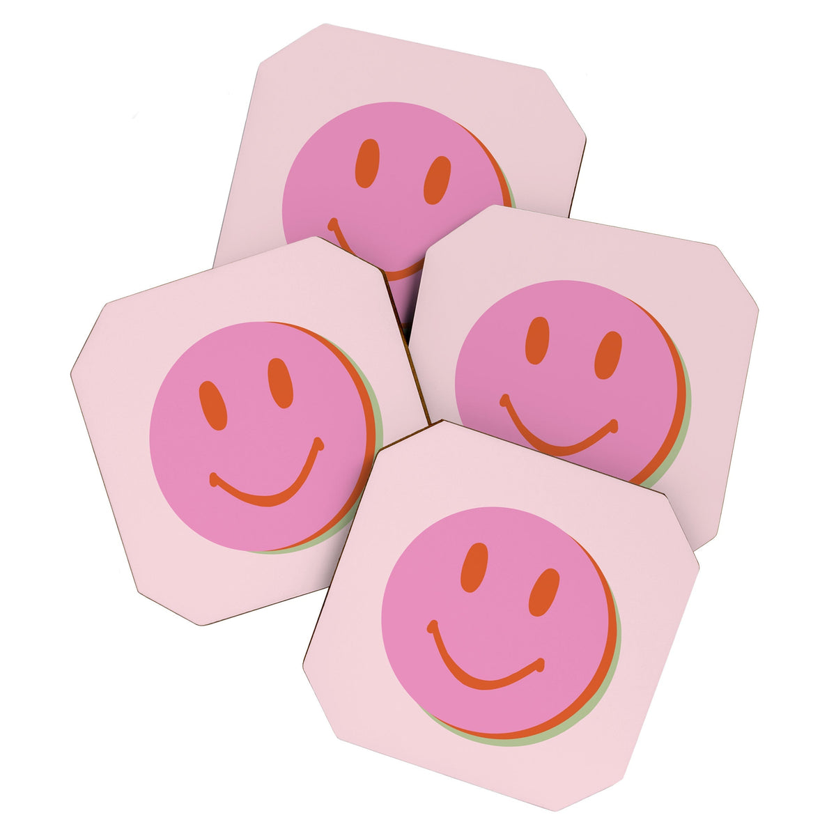 70s retro pink smiles pattern  Coaster