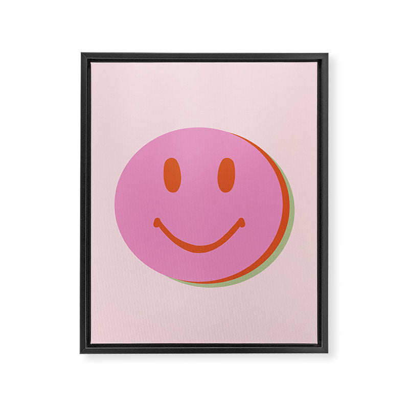 70s retro pink smiles pattern  Framed Canvas Print