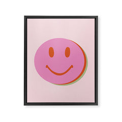 70s retro pink smiles pattern  Framed Canvas Print
