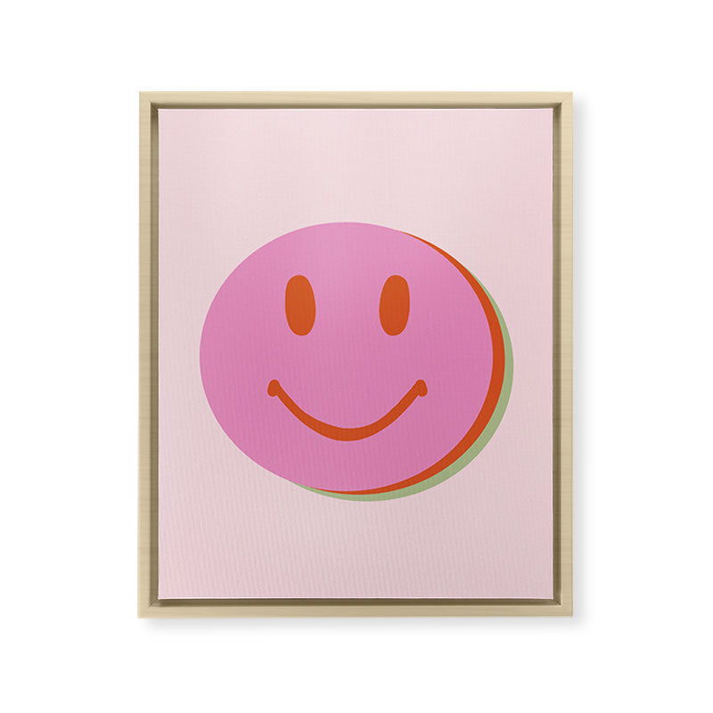 70s retro pink smiles pattern  Framed Canvas Print