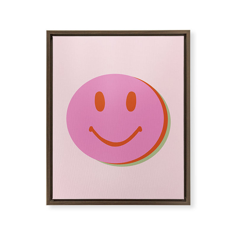 70s retro pink smiles pattern  Framed Canvas Print