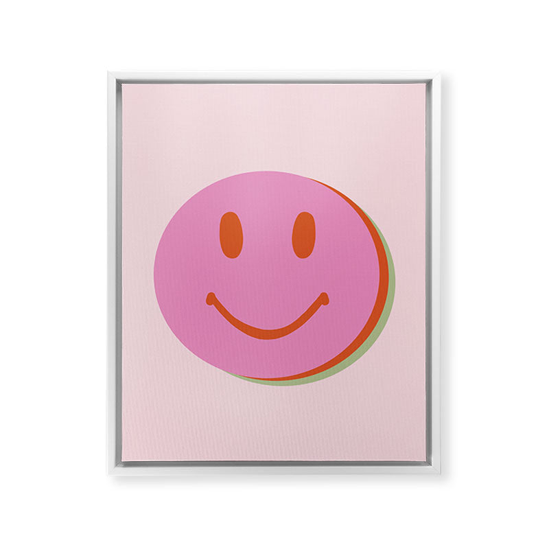 70s retro pink smiles pattern  Framed Canvas Print