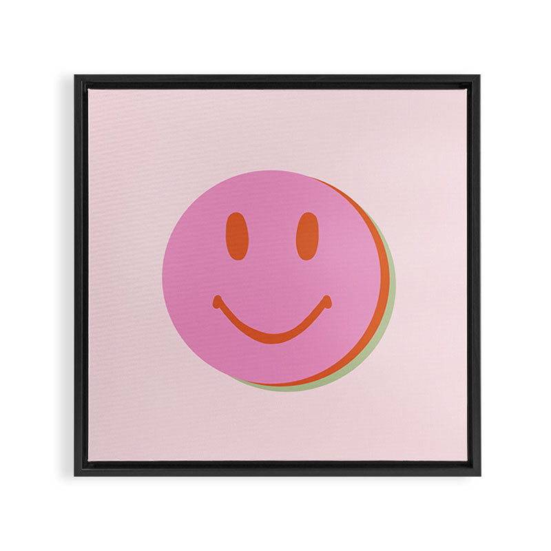 70s retro pink smiles pattern  Framed Canvas Print